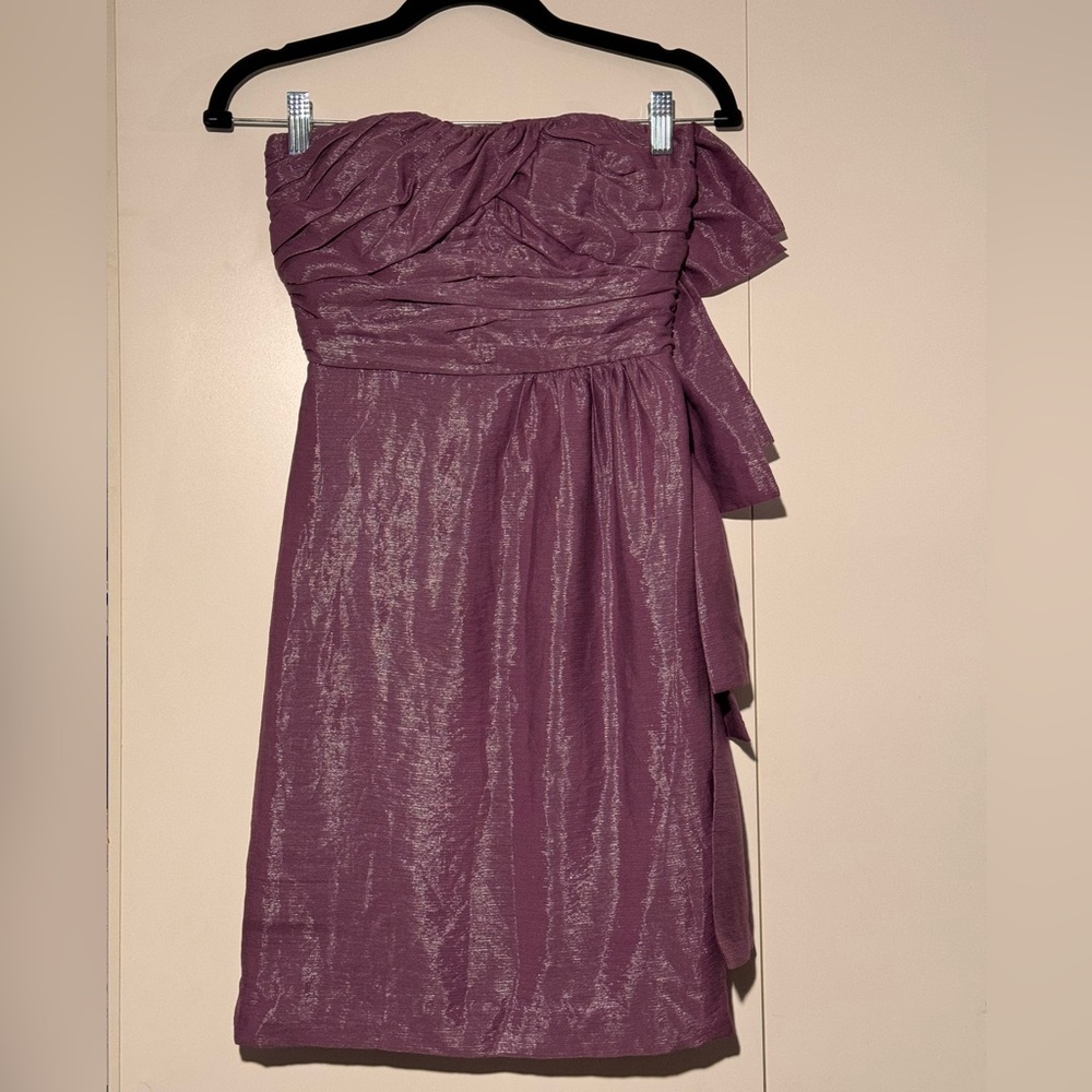 Metallic Pleaded Strapless Dress